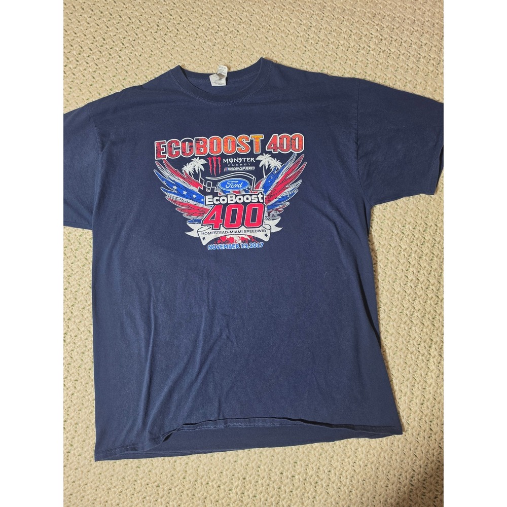 Delta Ford EcoBoost 400 NASCAR T-Shirt Mens XL Navy Excellent 2017 Racing Tee